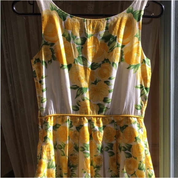 LOFT Yellow and Green Floral Dress Size 2P Petite Perfect For Summer - Picture 6 of 10